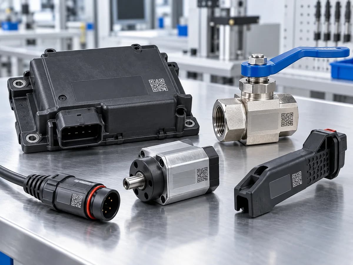 Identification coding on mixed industrial components