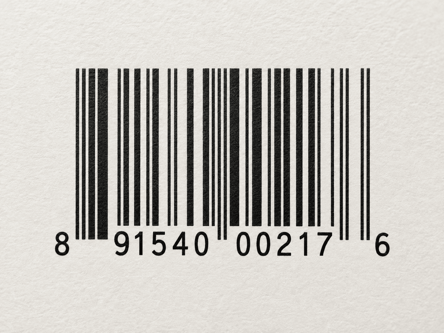 Close-up barcode printed on uncoated label material