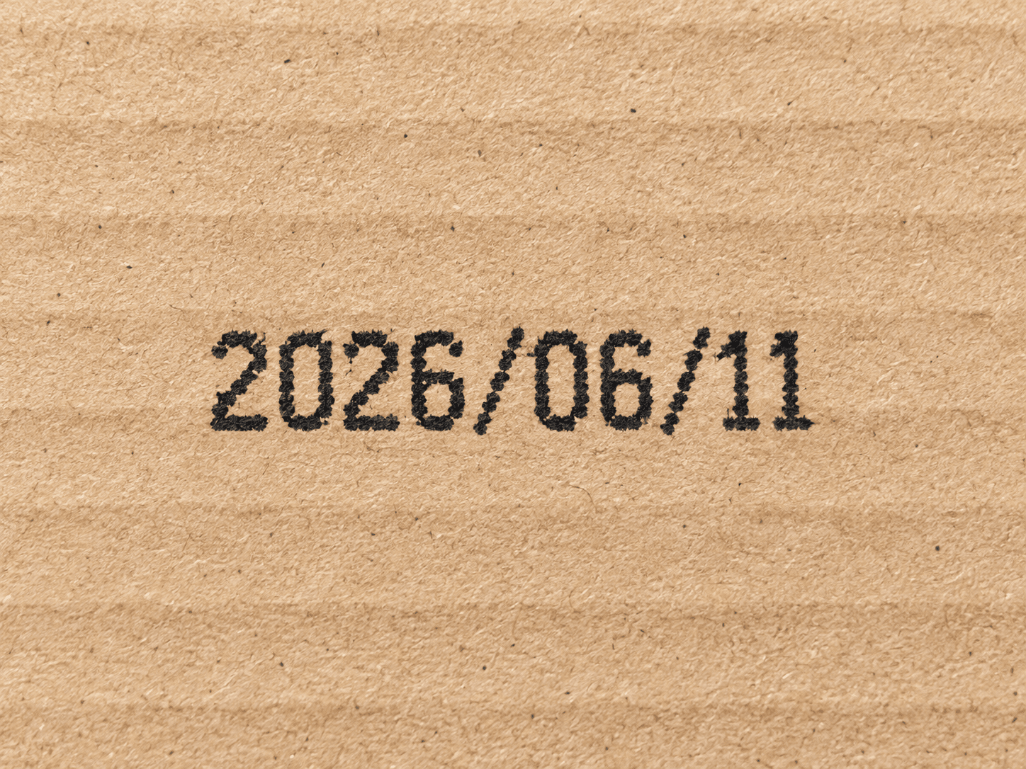 Close-up date code printed on kraft board
