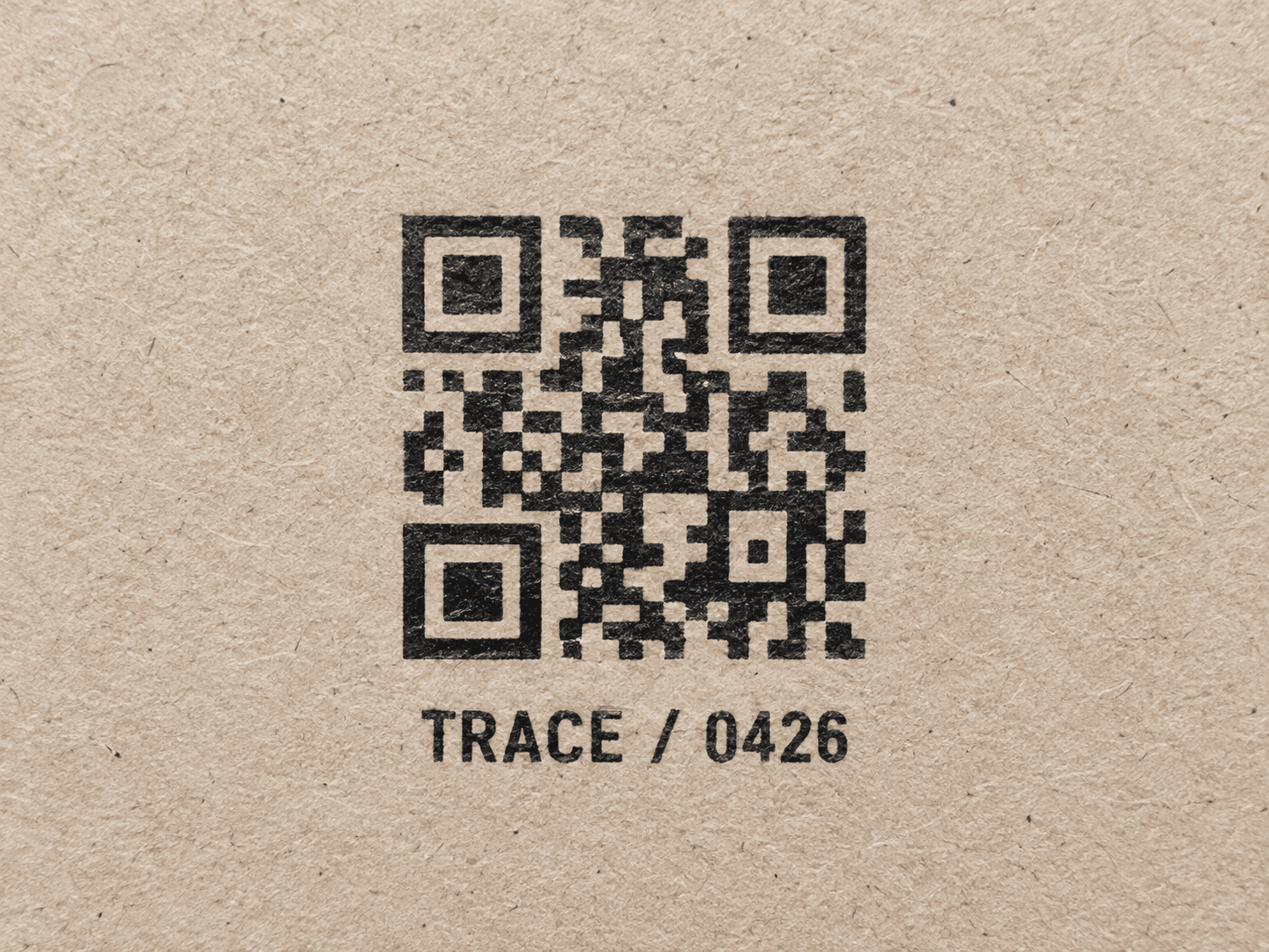 Close-up QR traceability code printed on kraft material