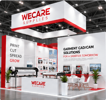 Approved WECARE red and white exhibition booth for VTG Vietnam 2026